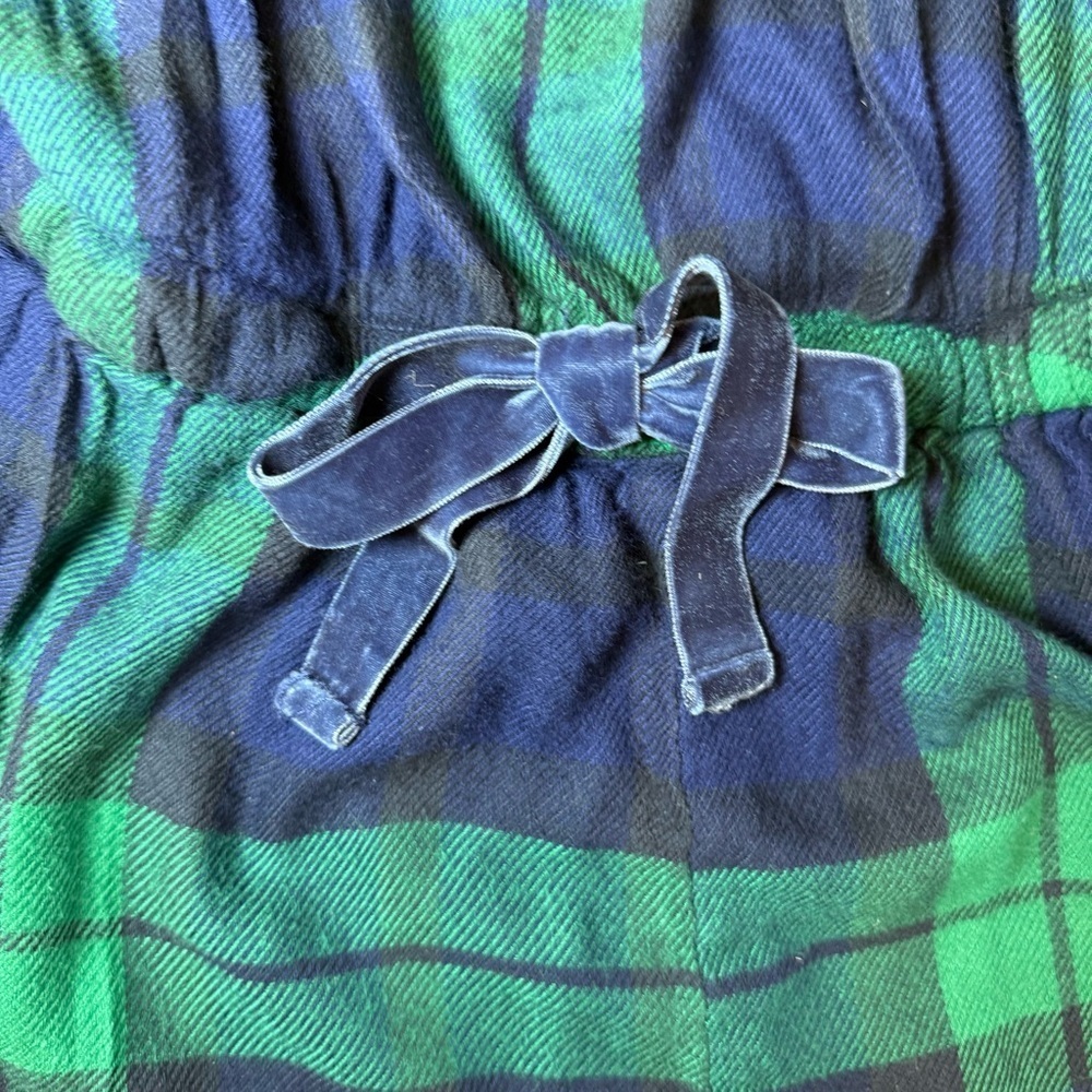 Aerie Women’s Plaid Green and Blue Flannel Ruffled Pajama Romper Size Small - Picture 5 of 12